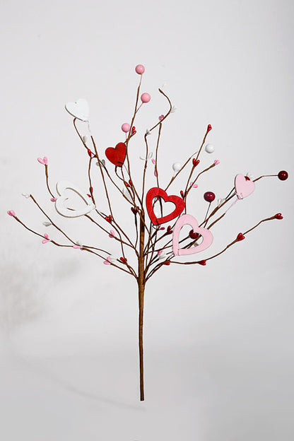17.5" Heart &amp; Berry Spray Red/Pink/White