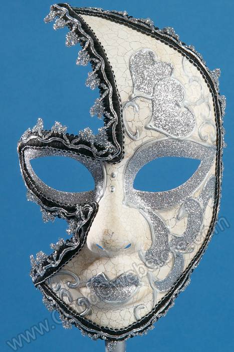 20" Lady Mask W/stick White/black/silver