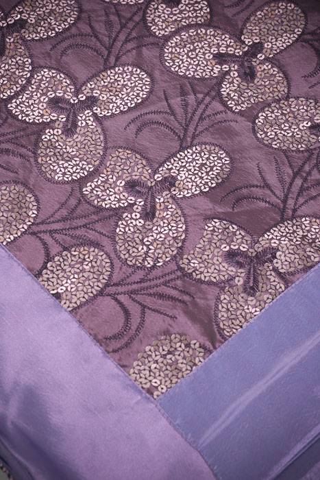 56" X 114" Sequin Embroidered Table Cover Plum