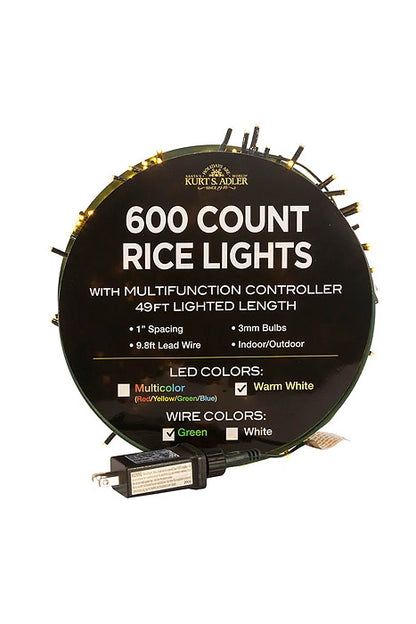 49Ft 600 Light Led Rice Light Garland Warm White