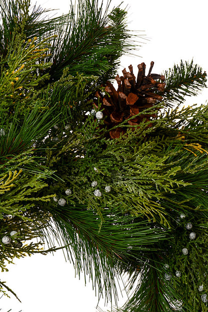 30" Cone Berry Cedar Pine Wreath Green/Brown
