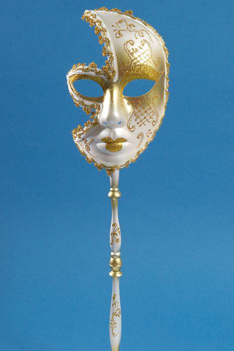 20" Lady Mask W/stick Gold/white