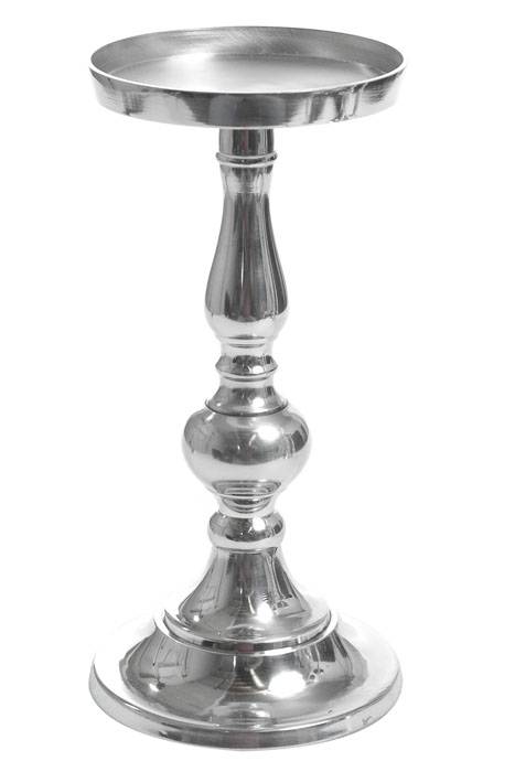 10&quot; Aluminum Candle Holder Silver