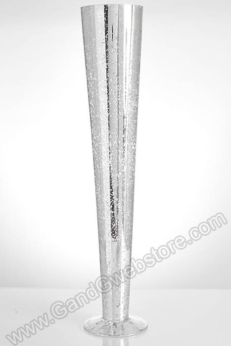 30.5" Trumpet Mercury Glass Vase Silver