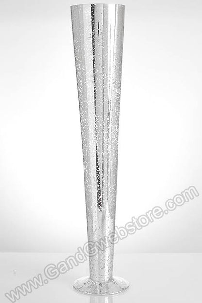 30.5" Trumpet Mercury Glass Vase Silver