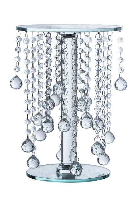 10" X 14" Round Crystal Bead Cake Stand Clear