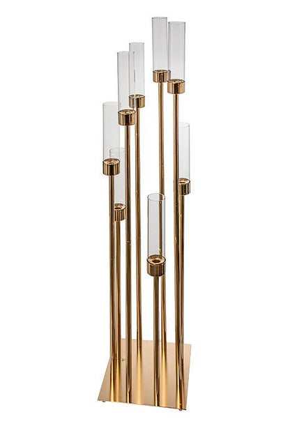 26-50&quot; Metal 8-lite Candle Holder W/glass Gold