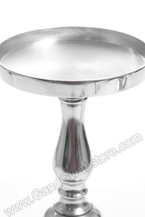 10&quot; Aluminum Candle Holder Silver
