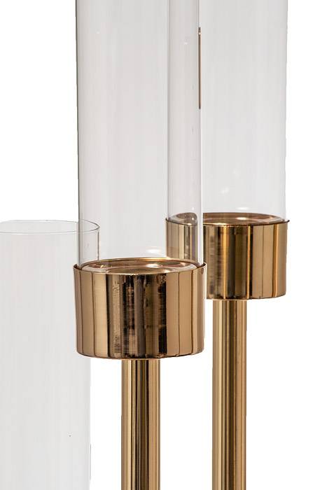 26-50&quot; Metal 8-lite Candle Holder W/glass Gold
