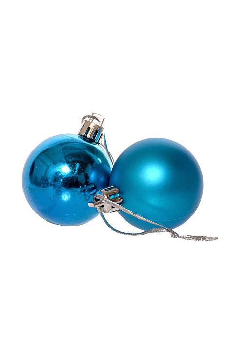 40mm Shiny &amp; Matte Plastic Ball Ornament Turquoise Pkg/12