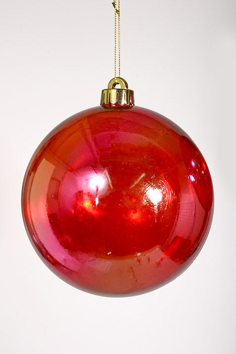 140Mm Clear Ball Ornament Red/Iridescent Pkg/2