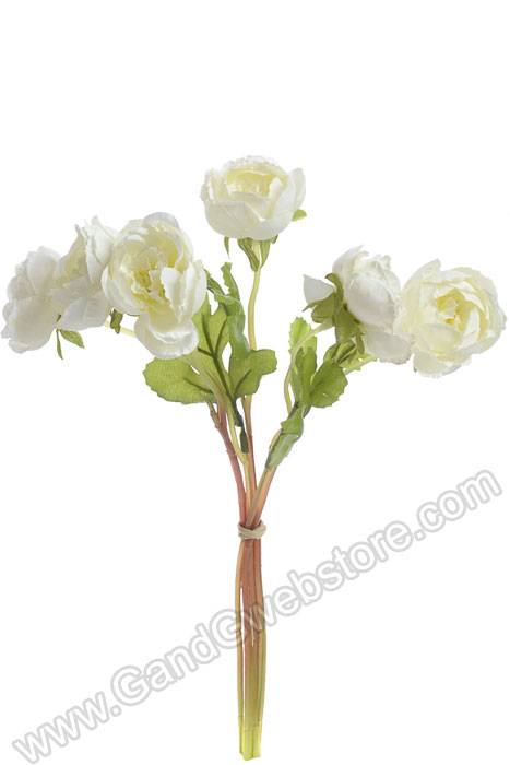 12" Silk Ranunculus Spray Bundle X6 Cream