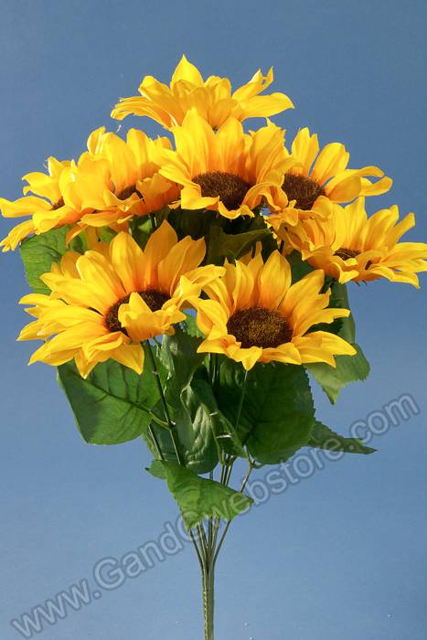 19" Satin Sunflower Bush Yellow