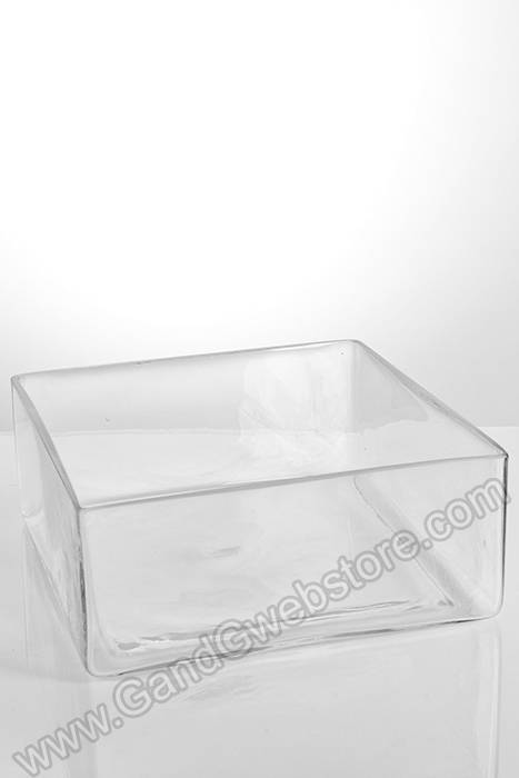 10" X 10" X 4" Square Glass Vase Clear