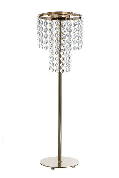 21&quot; Metal Candle Holder Stand W/beads Gold