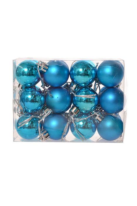 30mm Shiny &amp; Matte Plastic Ball Ornament Turquoise Pkg/24