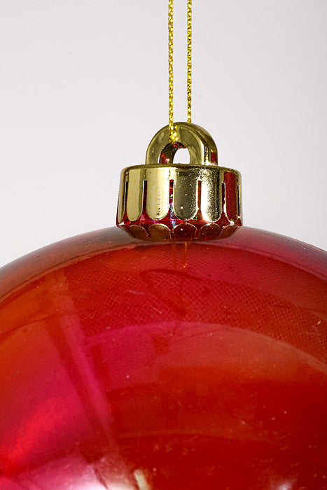 140Mm Clear Ball Ornament Red/Iridescent Pkg/2