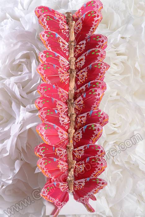 3" Feathered Butterflies Red Pkg/12