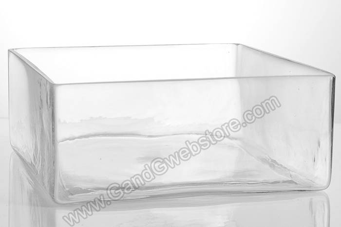 10" X 10" X 4" Square Glass Vase Clear