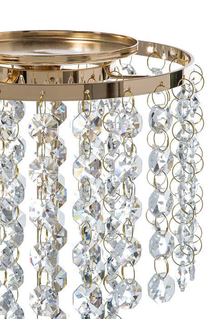 21&quot; Metal Candle Holder Stand W/beads Gold