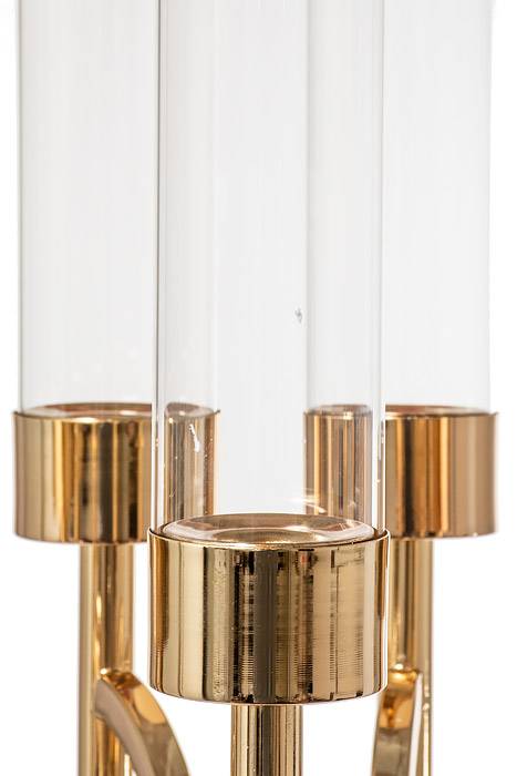 42&quot; Metal 8-lite Candle Holder W/glass Gold