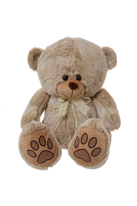 14" Bear With Bow Cream