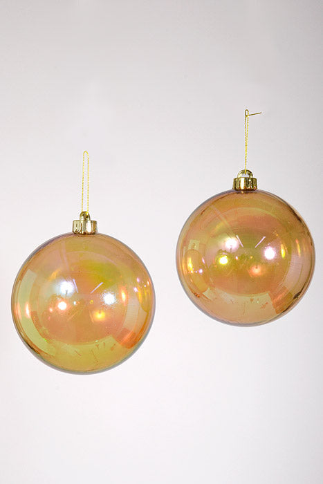 140Mm Clear Ball Ornament Gold/Iridescent Pkg/2