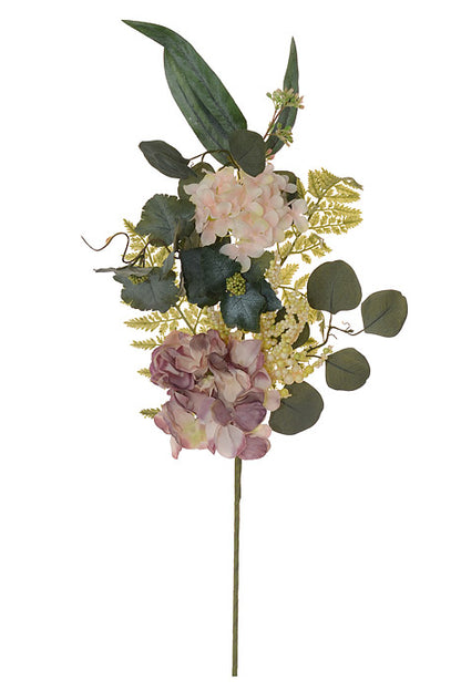 28" Silk Hydrangea Berry Spray Mauve