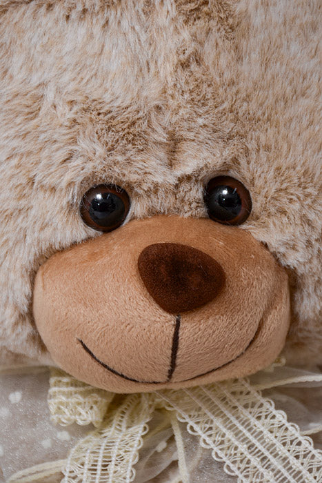 14" Bear With Bow Cream