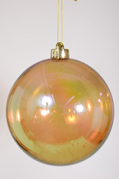 140Mm Clear Ball Ornament Gold/Iridescent Pkg/2