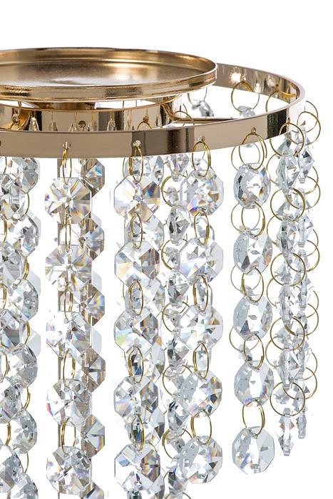 17&quot; Metal Candle Holder Stand W/beads Gold