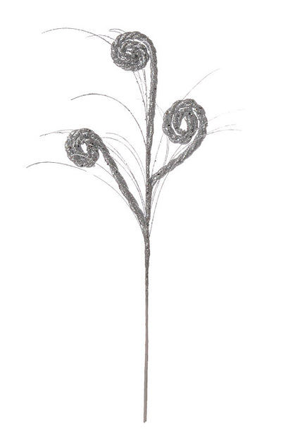 27" Glitter Curly Spray Silver