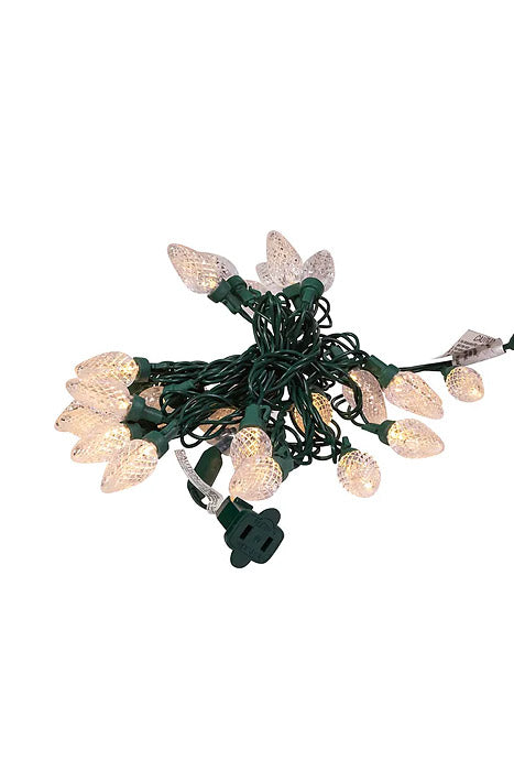 10.7Ft 25 Light Led Clear With Green Wire Warm White
