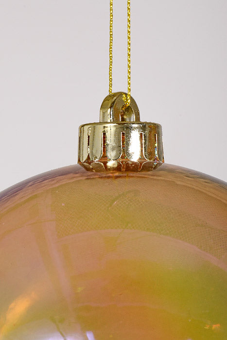 140Mm Clear Ball Ornament Gold/Iridescent Pkg/2