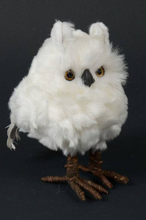 7.5" Fat Feather Owl White