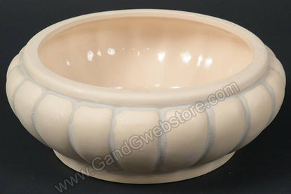 8" Round Matte Scallop Low Bowl Cream