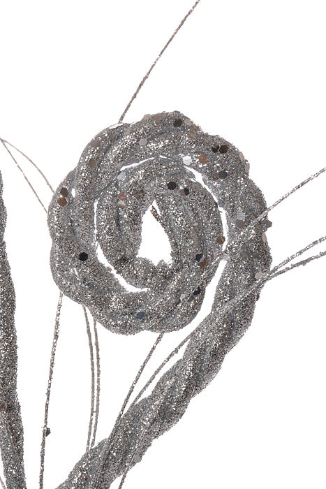 27" Glitter Curly Spray Silver