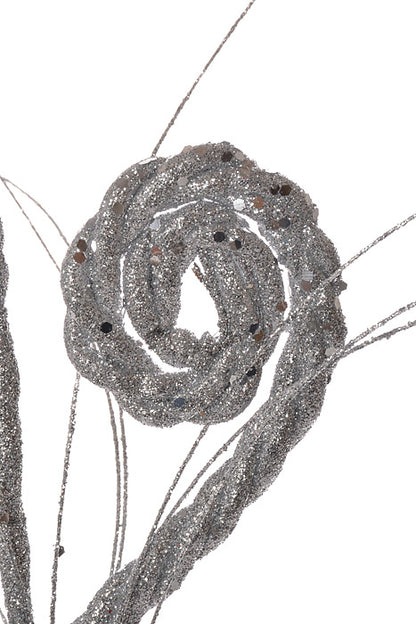 27" Glitter Curly Spray Silver