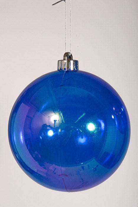 140Mm Clear Ball Ornament Blue/Iridescent Pkg/2