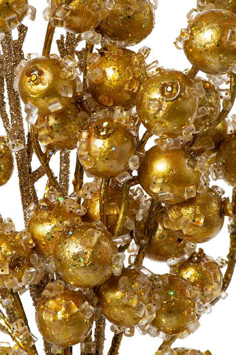 18" Bead/metalic Berry Twig Spray Gold