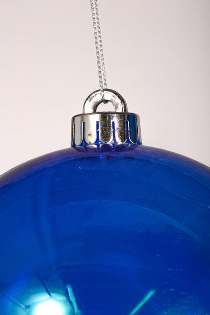 140Mm Clear Ball Ornament Blue/Iridescent Pkg/2