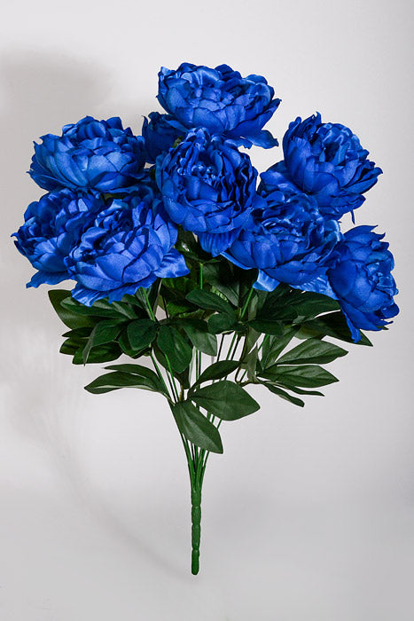 20" Silk Peony Bush Royal Blue