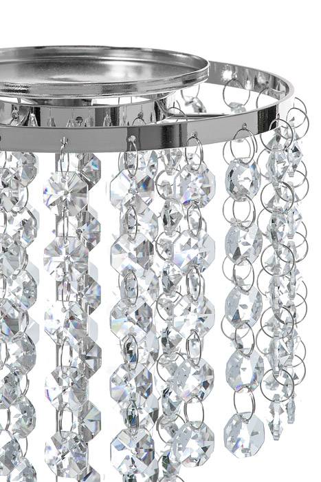 21&quot; Metal Candle Holder Stand W/beads Silver