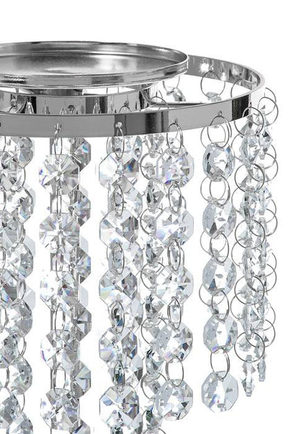 21&quot; Metal Candle Holder Stand W/beads Silver