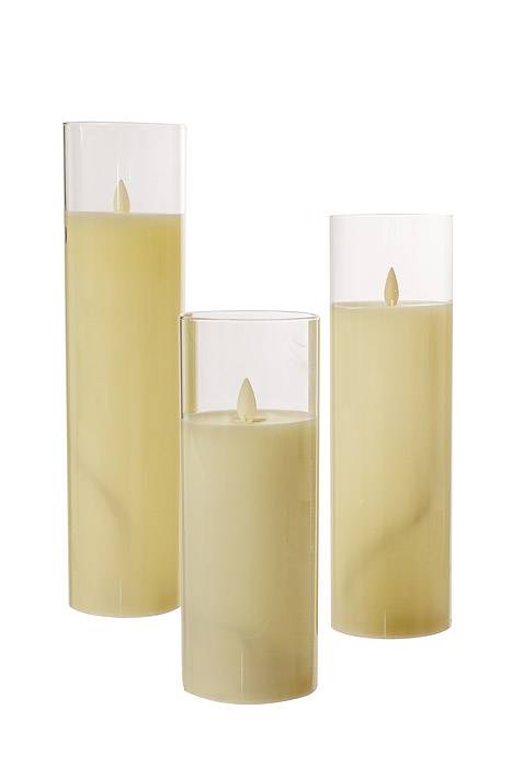 8/10/12" Remote Control Led Pillar Candle Cream Set/3
