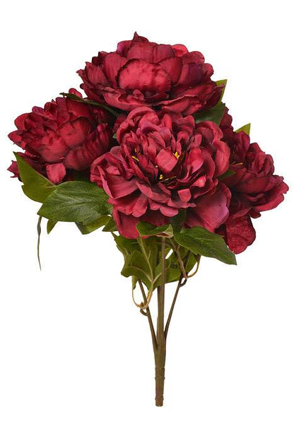17" Silk Peony Bush Burgundy
