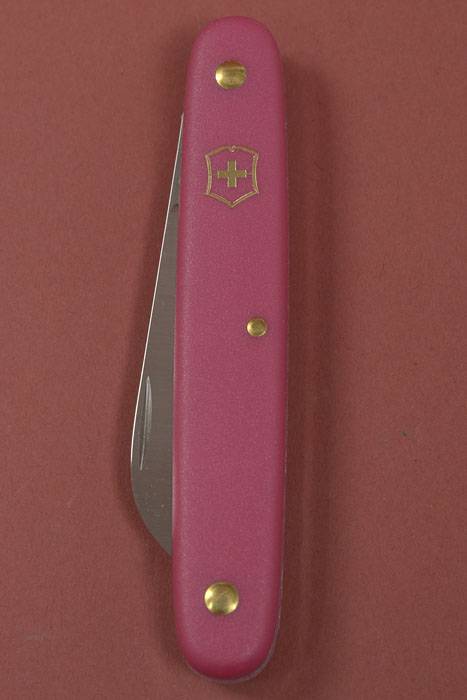 4" Swiss Floral Straight Knife Pink Handle