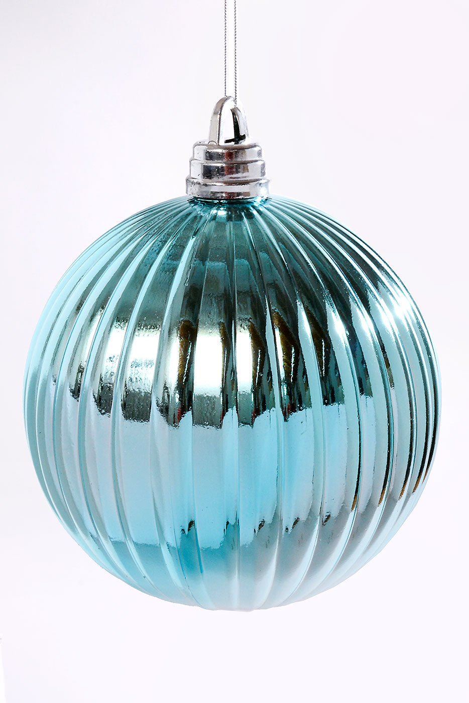 250Mm Shiny Pumpkin Ball Ornament Light Blue