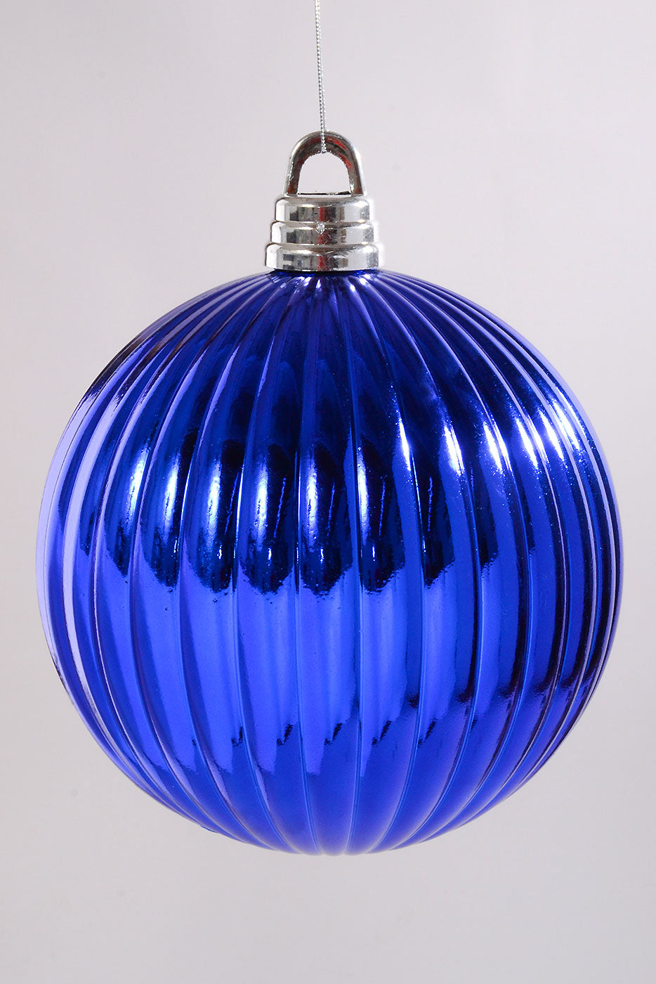 250Mm Shiny Pumpkin Ball Ornament Royal Blue