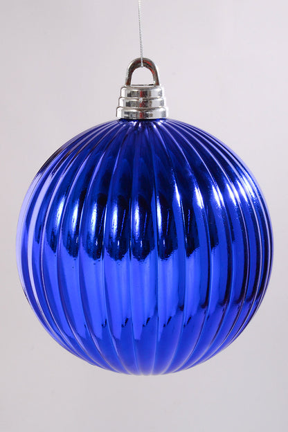 250Mm Shiny Pumpkin Ball Ornament Royal Blue